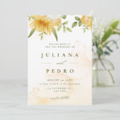 Oranje Waterverf Elegante Bloemen Save the Date (Staand voorkant)