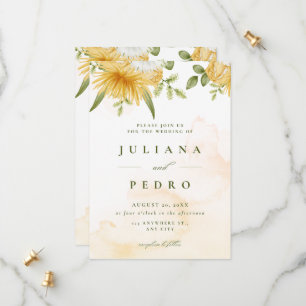 Oranje Waterverf Elegante Bloemen Save the Date