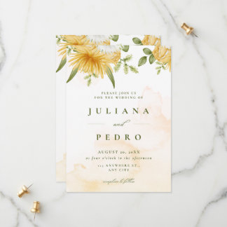 Oranje Waterverf Elegante Bloemen Save the Date