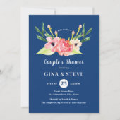 Oranje Waterverf Floral Couple's Shower van Navy R Kaart (Voorkant)