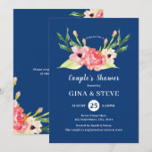 Oranje Waterverf Floral Couple's Shower van Navy R Kaart (Voorkant / Achterkant)