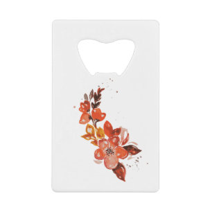 Oranje Waterverf Floral Creditkaart Flessenopener