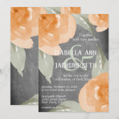Oranje Waterverf Floral en Chalkboard Kaart (Voorkant / Achterkant)