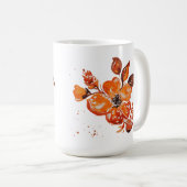Oranje Waterverf Floral Koffiemok (Voorkant rechts)