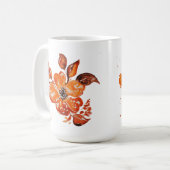 Oranje Waterverf Floral Koffiemok (Voorkant links)