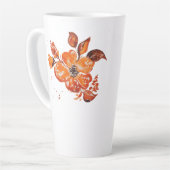 Oranje Waterverf Floral Latte Mok (Linkerhoek)