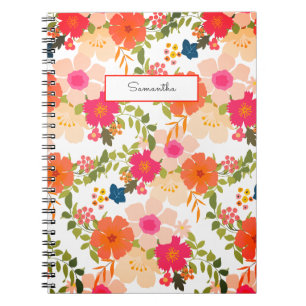 Oranje Waterverf Floral Spiral Foto Notitieboek