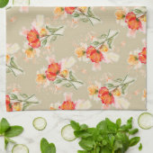 Oranje Waterverf Florals Tea Towel Theedoek (Gevouwen)