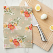 Oranje Waterverf Florals Tea Towel Theedoek (Quarter Fold)