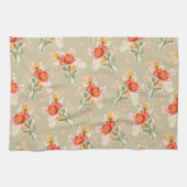 Oranje Waterverf Florals Tea Towel Theedoek (Horizontaal)