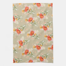 Oranje Waterverf Florals Tea Towel