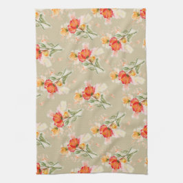 Oranje Waterverf Florals Tea Towel Theedoek