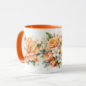 Oranje Waterverf Flower Arrangement Koffie Mok (Voorkant links)