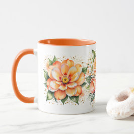 Oranje Waterverf Flower Arrangement Koffie Mok