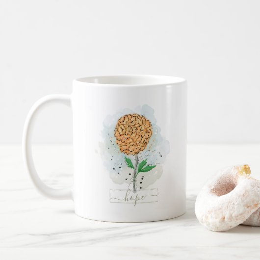 Oranje Waterverf Flower Hope Coffee Mok (Met donut)