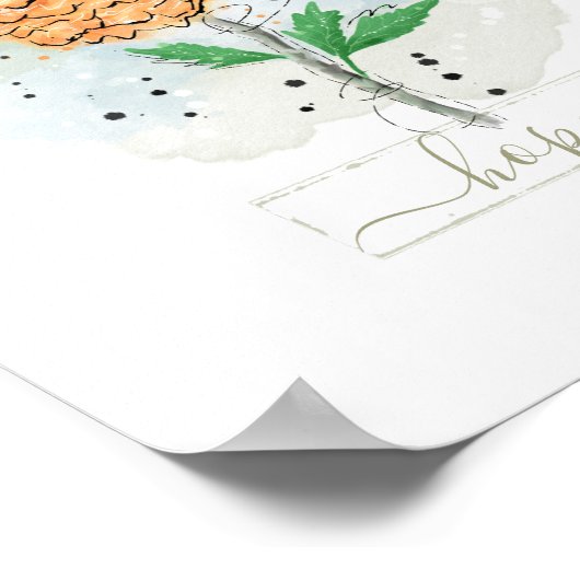 Oranje Waterverf Flower Hope Poster (Hoek)