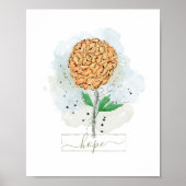 Oranje Waterverf Flower Hope Poster (Voorkant)