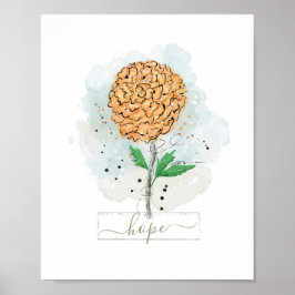 Oranje Waterverf Flower Hope Poster