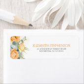 Oranje Waterverf Flowers Elegant Etiket (Insitu)