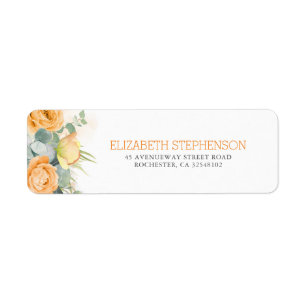 Oranje Waterverf Flowers Elegant Etiket