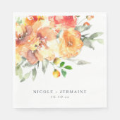 Oranje Waterverf Flowers Wedding Servet (Voorkant)