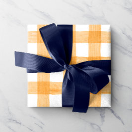 Oranje Waterverf Gingham-pakpapier Cadeaupapier