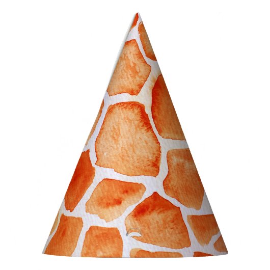Oranje Waterverf Giraffe Print Verjaardag Feesthoedjes (Links)