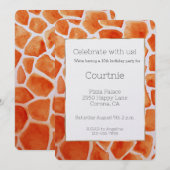 Oranje Waterverf Giraffe Print Verjaardag Kaart (Voorkant / Achterkant)