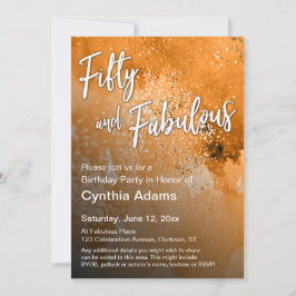 Oranje Waterverf Glitter Vijftig en Fabulous Kaart
