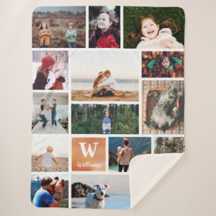 Oranje Waterverf Grote fotocollage Sherpa Deken