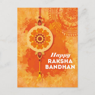 Oranje Waterverf Happy Raksha Bandhan Briefkaart