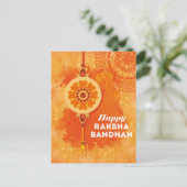 Oranje Waterverf Happy Raksha Bandhan Briefkaart (Staand voorkant)