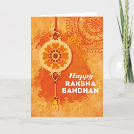 Oranje Waterverf Happy Raksha Bandhan Kaart (Voorkant)