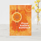 Oranje Waterverf Happy Raksha Bandhan Kaart (Gele Bloem)