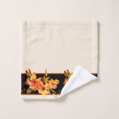Oranje waterverf herfst floraal bad handdoek (Wasdoekje)