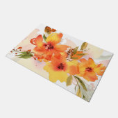 Oranje waterverf herfst floraal deurmat (Schuin)