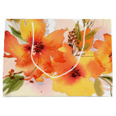 Oranje waterverf herfst floraal groot cadeauzakje (Voorkant)