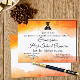 Oranje Waterverf High School Class Reunion Kaart