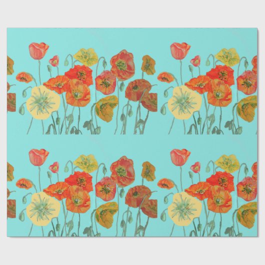 Oranje Waterverf in Shabby Poppy Wrapping Paper Aq Cadeaupapier (Vlak)