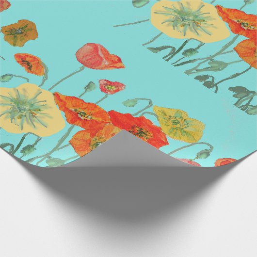 Oranje Waterverf in Shabby Poppy Wrapping Paper Aq Cadeaupapier (Hoek)