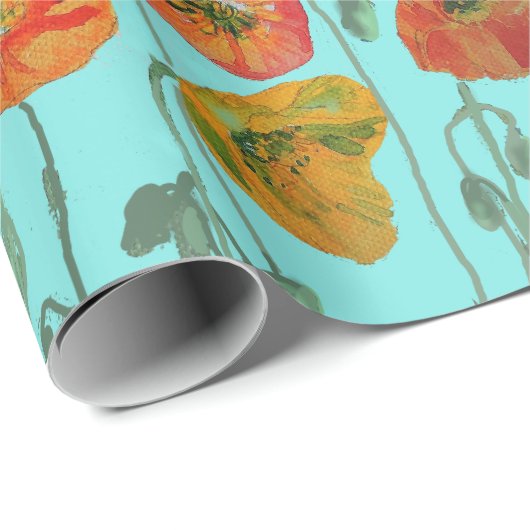 Oranje Waterverf in Shabby Poppy Wrapping Paper Aq Cadeaupapier (Rol Hoek)