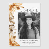 Oranje Waterverf Kristallen Foto Afstuderen Magnetische Uitnodiging (Voorkant)