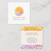 Oranje Waterverf Mandala Yoga en Wellness Vierkante Visitekaartje (Voorkant / Achterkant)