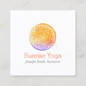 Oranje Waterverf Mandala Yoga en Wellness Vierkante Visitekaartje (Voorkant)