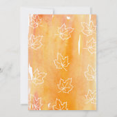 Oranje Waterverf Maple Leaf Thanksgiving Diner Kaart (Achterkant)