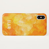 Oranje Waterverf Mashup Apple iPhone X Hoesje (Achterkant (horizontaal))