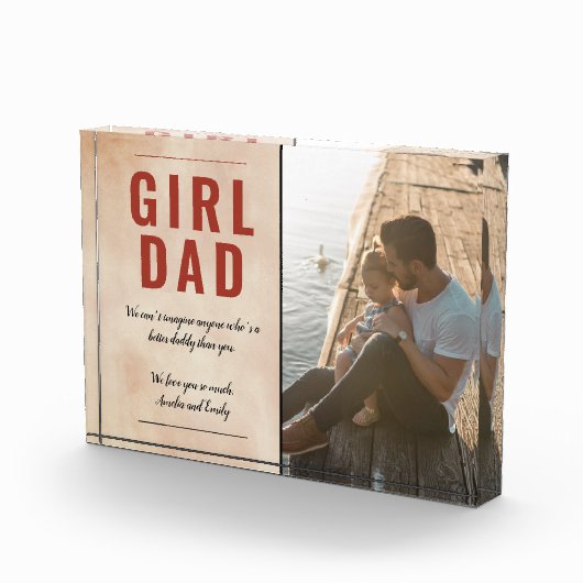 Oranje Waterverf Meisje Papa Script Vaderdag Fotoblokken (Rechts)