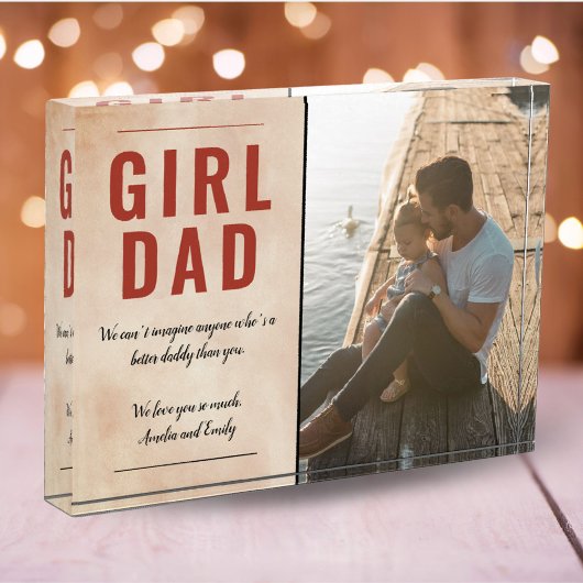 Oranje Waterverf Meisje Papa Script Vaderdag Fotoblokken