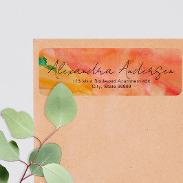 Oranje waterverf moderne trendy script label