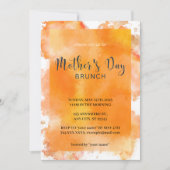 Oranje Waterverf Moederdag Brunch Uitnodiging (Voorkant)